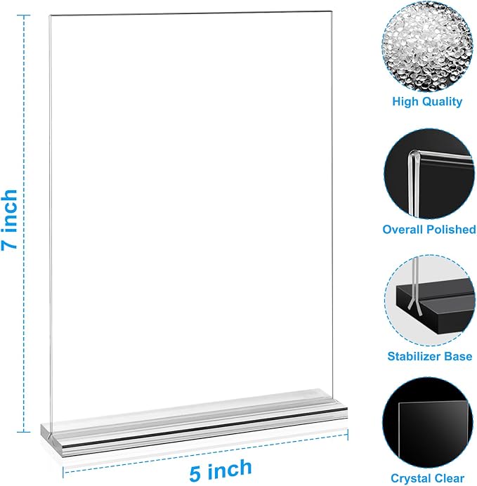 EHWINE 16 Pack Acrylic Sign Holders 5x7 Double-Sided Tabletop Display Stands - Image 3