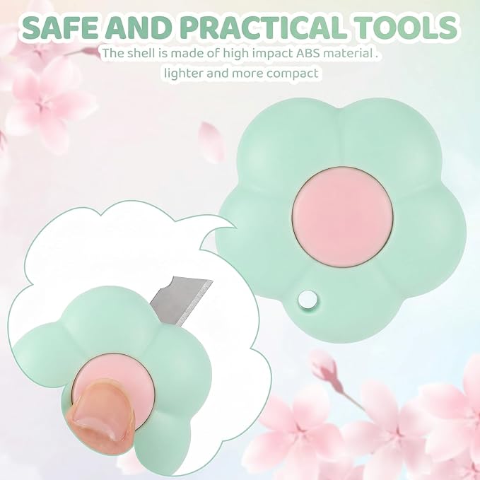Honoson 8 Pack Mini Box Cutter Retractable Utility Knife Flower Portable Letter - Image 3