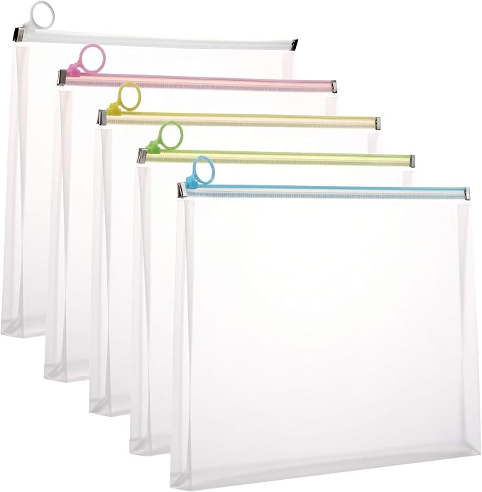 5Packs 9 3/4 x 13 Clear Plastic Zip Envelopes Letter File Document Paper Folder by Unknown