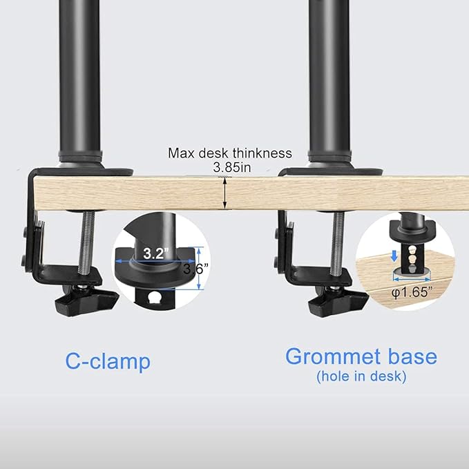 Suptek Single LED LCD Monitor Desk Mount Heavy Duty Fully Adjustable Monitor Stand for 1 / One Screen up to 27 inch-DeskLoop Office