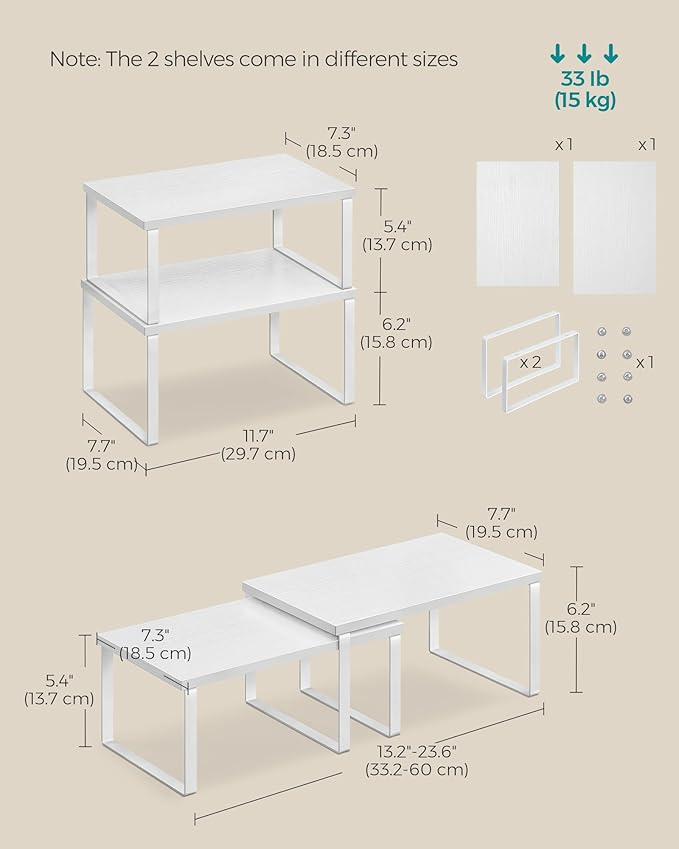 SONGMICS Cabinet Organizer Shelf, Kitchen Storage, Spice Rack, Expandable - Image 2