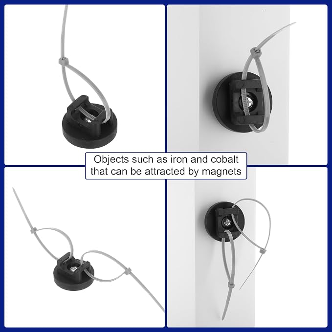Yookeer 30 Pcs Magnetic Zip Tie Mount Base Black Magnetic Cable Clips Wire - Image 6