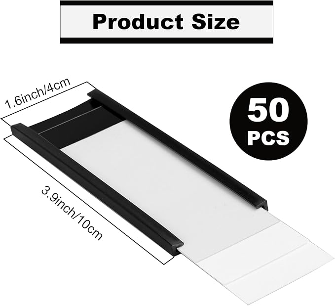 CYEAH 50 Pcs Magentic Label Holders, 4x1.5 inch C Channel Magentic Label Holders - Image 2