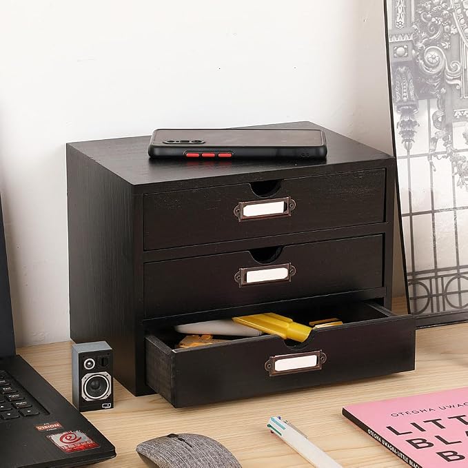 Wooden Storage Box Rustic Desktop Organizer - Image 2