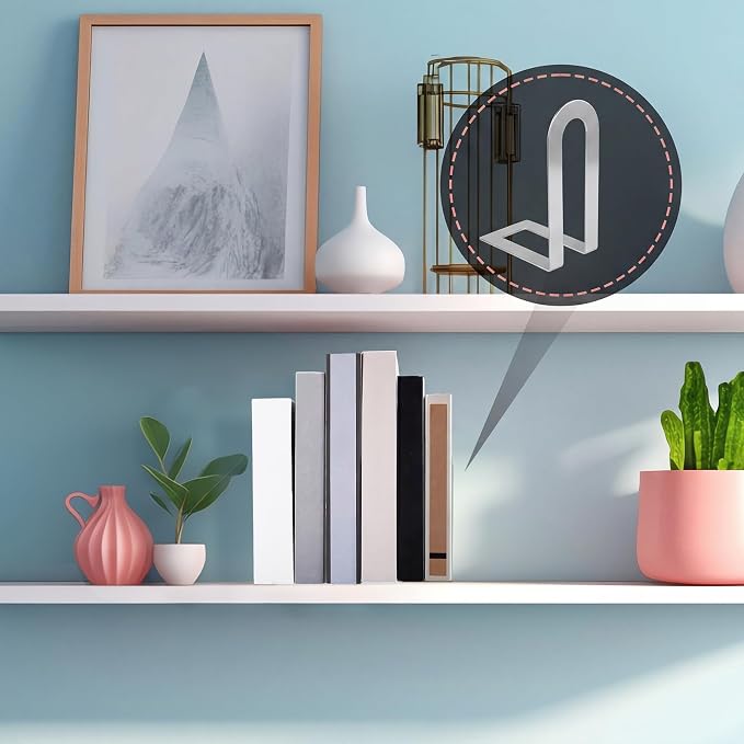 Chunful 6 Pcs Sliver Modern Metal Book Ends - Image 6