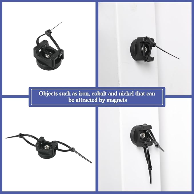 Yookeer 60 Pcs Magnetic Zip Tie Mount Base Black Magnetic Cable Clips Wire - Image 6