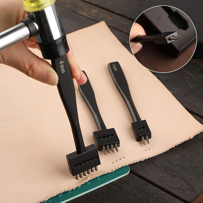 Prong Punch, 2/4/6 Lacing Stitching Punch, Round Hole Prong Stitching Chisel - Image 5