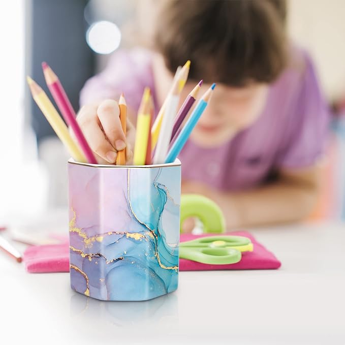 Ceramic Marble Pen Holder, Cute Stationery Holder - Image 8