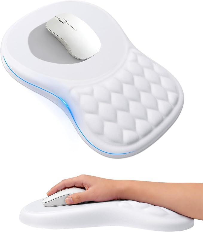 Ergonomic Mouse Pad with Wrist Rest, Slope Design Memory Foam Support, Smooth by PVIPCZ