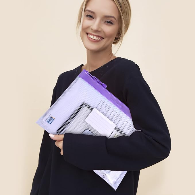 Wisdompro Zipper Pouch, 4 Packs Durable Letter Size Waterproof Mesh File Bag - Image 9