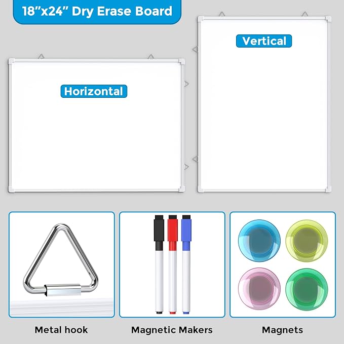 MaxGear White Board for Wall, Includes 3 Dry Erase Markers 4 magnets Double - Image 5