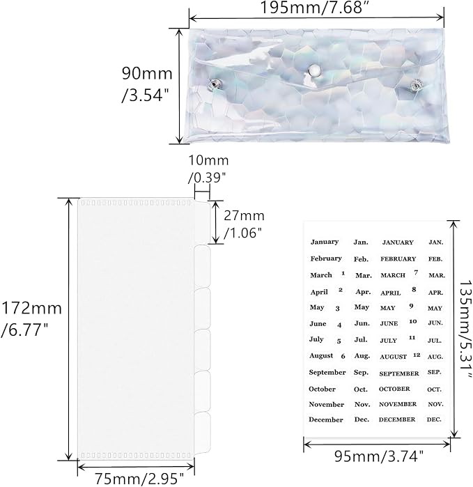 Cash Envelope Wallet 6-Tab Divider Pockets Cash Stuffing Envelopes Glitter PVC - Image 3