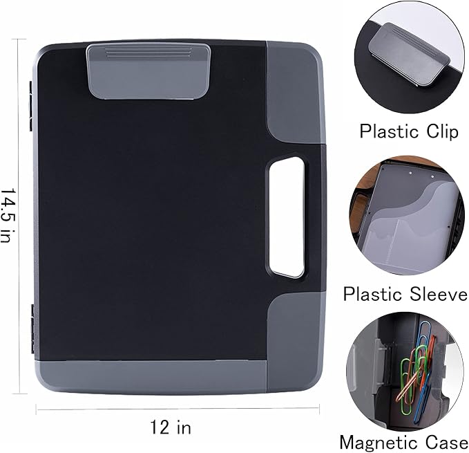 Portable Clipboard Folder with Storage, Plastic Storage Case with Side-Opening - Image 2