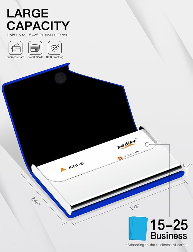 Padike Business Card Holder, Upgraded Leather Business Card Case Pocket Card - Image 4