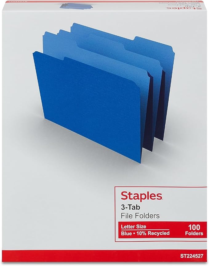 Staples File Folder, Letter Size, 1/3‑Cut Tab, Durable Paper Stock, 200/Carton - Image 7