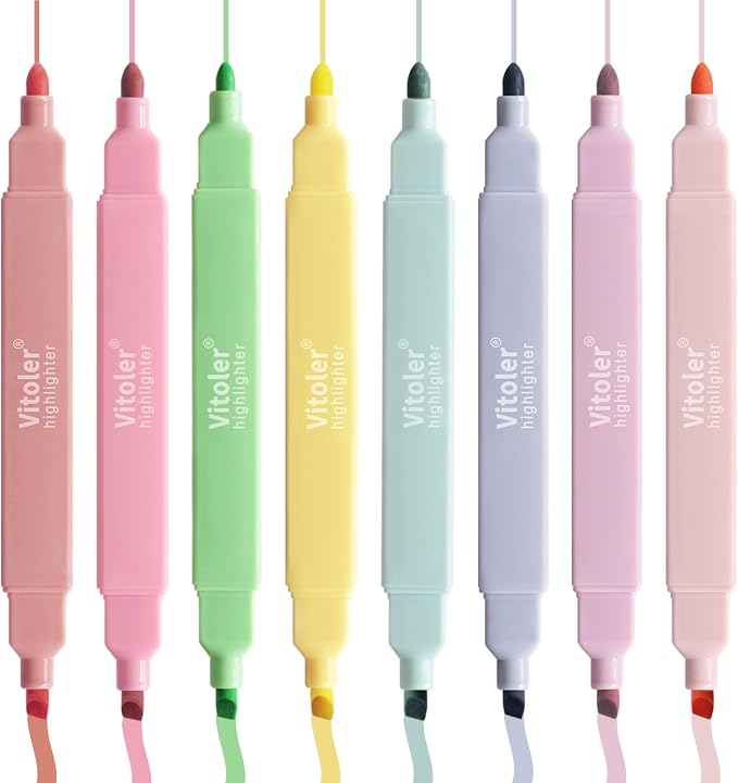 Piochoo Highlighters, Chisel Tip Bible Pens, Pastel Markers by Piochoo