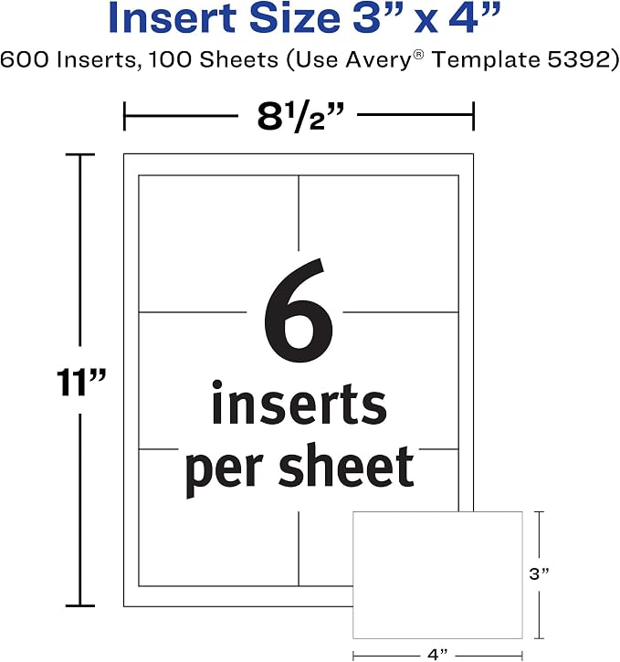 Avery Customizable Name Badge Inserts, 2 Packs of 300, 600 Printable Name Tag - Image 4