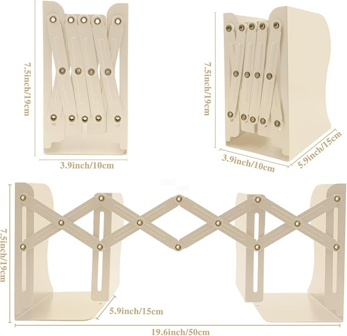 Adjustable Bookends Non Skid Decorative Bookends, Metal Bookend - Image 2