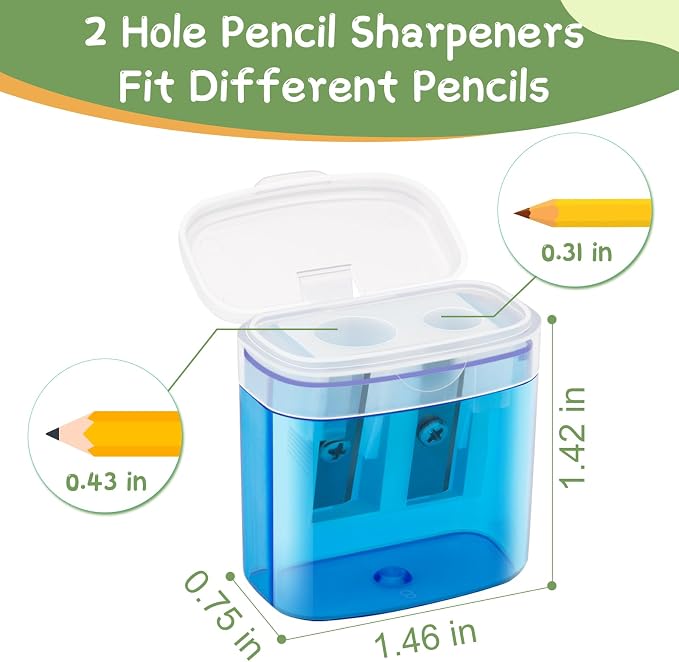80 Pack Bulk Pencil Sharpeners for Classroom, Double Hole Small Manual Sharpener - Image 2
