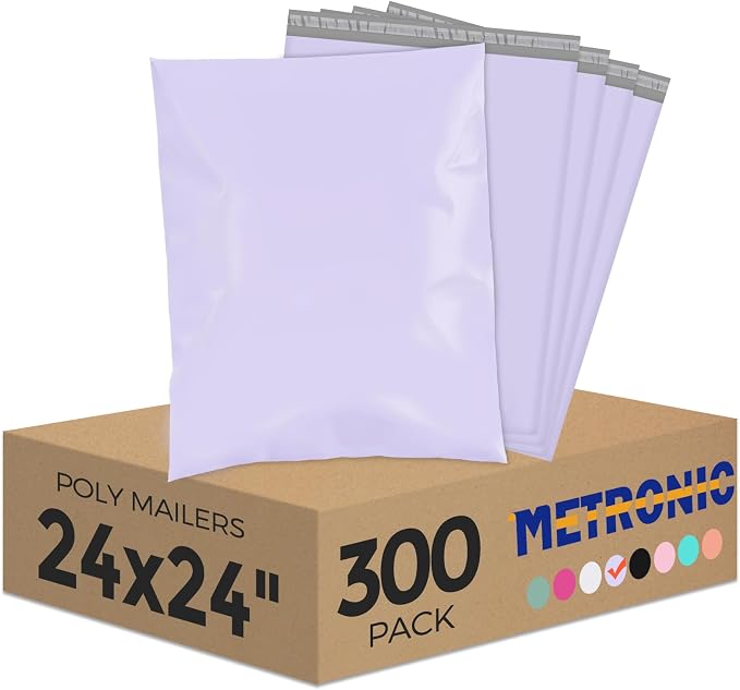 Metronic Large Poly Mailers 24x24 300 Pcs, Strong Adhensive Shipping Bags by METRONIC