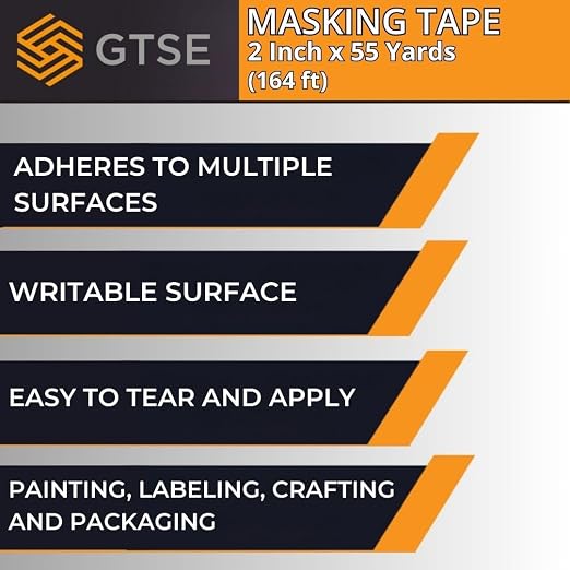 GTSE Masking Tape, Bulk Contractors Pack, 2 inches x 55 Yards, 96 Rolls - Image 6