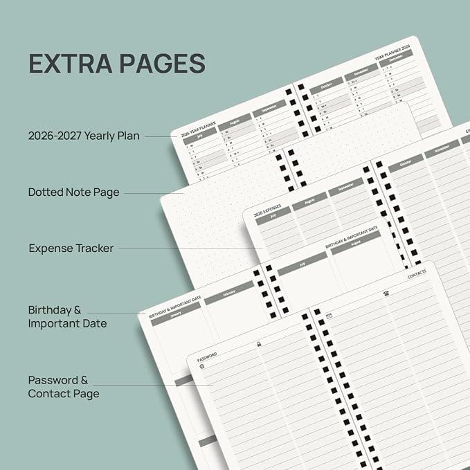 POPRUN Pocket Planner 2026-2027, Purse Size 4" x 6.25", Small Pocket Calendar - Image 5