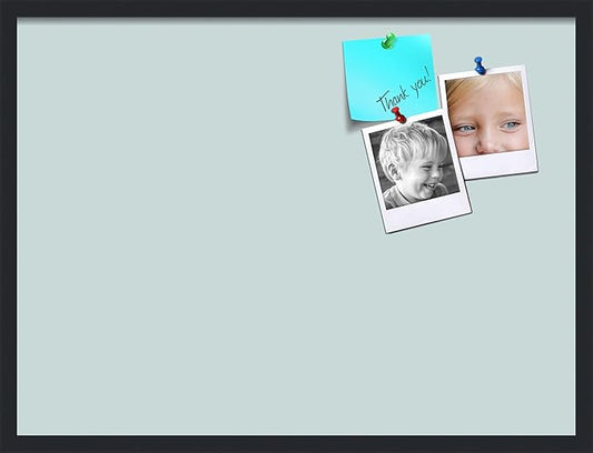 PinPix 32x24 Inch Cork Bulletin Board. This Decorative Framed Pin Board Comes with Soft Blue Design and a Satin Black Frame. Ideal for Home Office Decor or Message Board (PinPix-1814)-DeskLoop Office