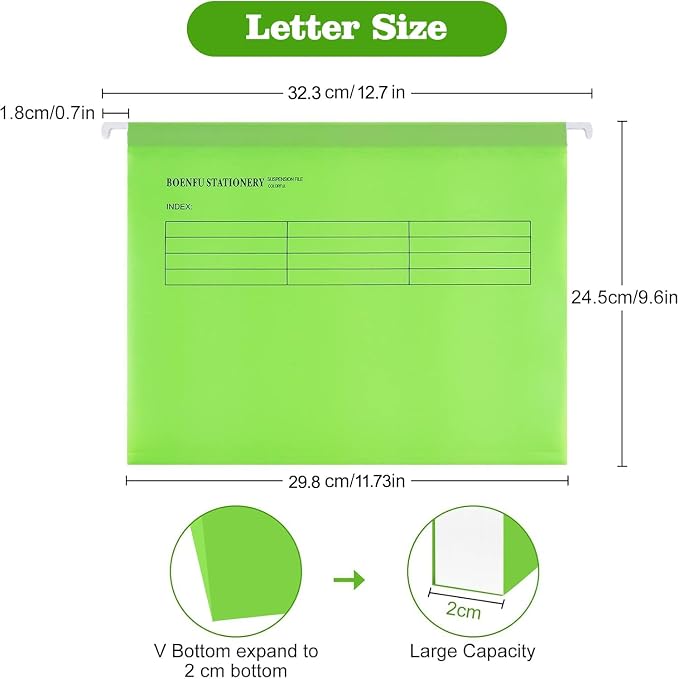 24-Pack Plastic Hanging File Folders Letter Size Expandable | Sturdy Document - Image 2