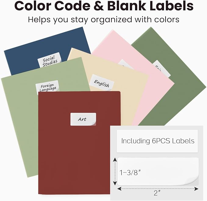 Sooez 6Pack Folders with Pockets, Pocket Folders with Extra Labels, Plastic - Image 2