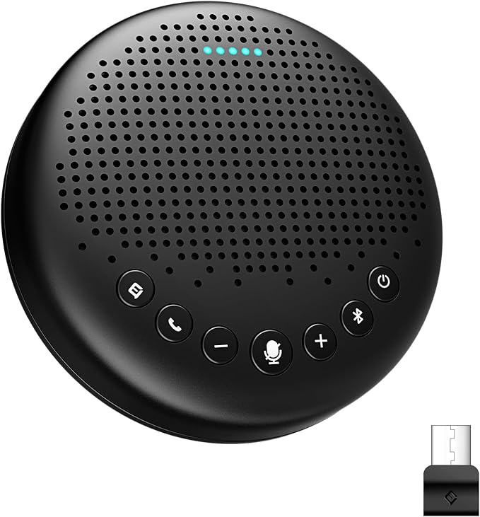 EMEET Conference Speaker and Microphone Luna 360° Voice Pickup w/Noise Reduction/Mute/Indicator USB Bluetooth Speakerphone w/Dongle for 8 People Daisy Chain for 16 Compatible with Leading Software-DeskLoop Office