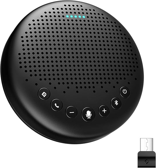 EMEET Conference Speaker and Microphone Luna 360° Voice Pickup w/Noise Reduction/Mute/Indicator USB Bluetooth Speakerphone w/Dongle for 8 People Daisy Chain for 16 Compatible with Leading Software-DeskLoop Office
