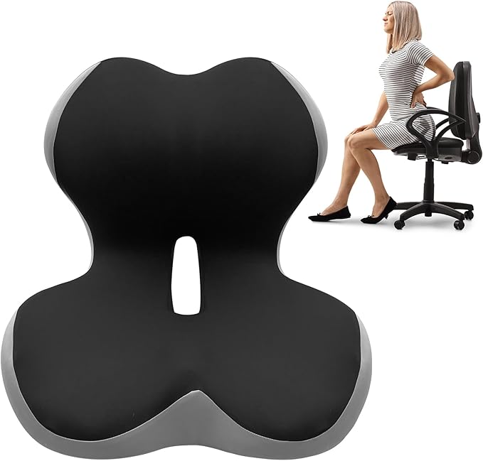 Buttocks Cushion for Office Chair Memory Foam Seat Pad for Butt Support Tailbone Relief Ergonomic Chair Cushion for Home Car Travel or Work (Double Gray)-DeskLoop Office