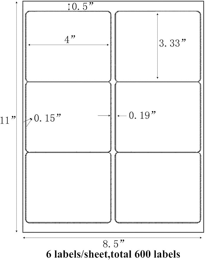 9527 Product 6 up 3-1/3“ x 4” Sticker Labels Shipping Address Labels - Image 2