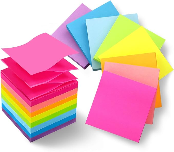 Phthdoty 8 Pads Pop Up Sticky Notes 3x3 Refills Bright Colors Self-Stick Notes by Phthdoty