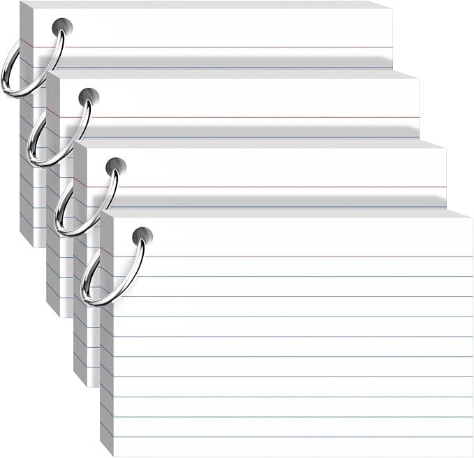Index Cards 4x6 with Ring, 160 Sheets, Ruled White Flash Cards by Ciphyfee
