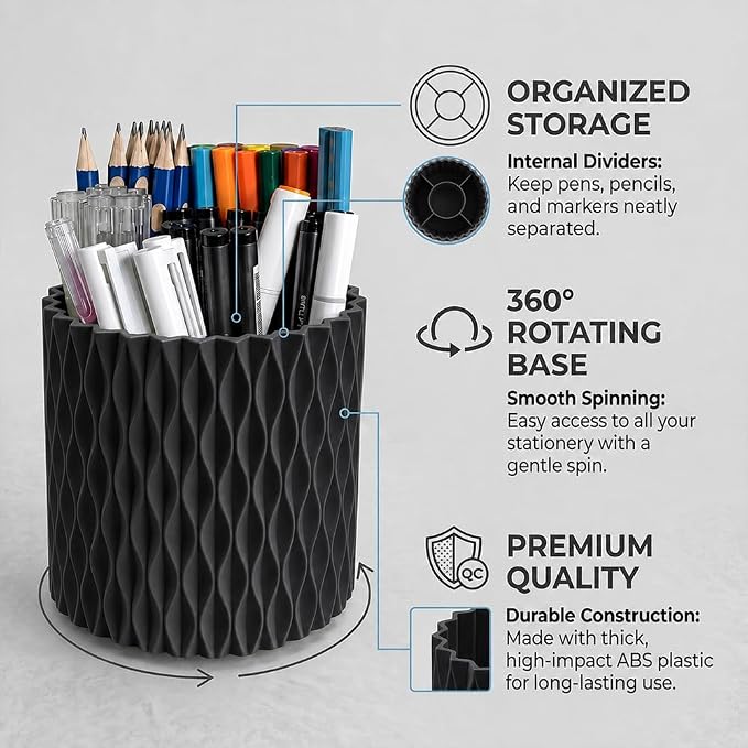 Lebenrich Aesthetic Black Pen Holder - Image 3