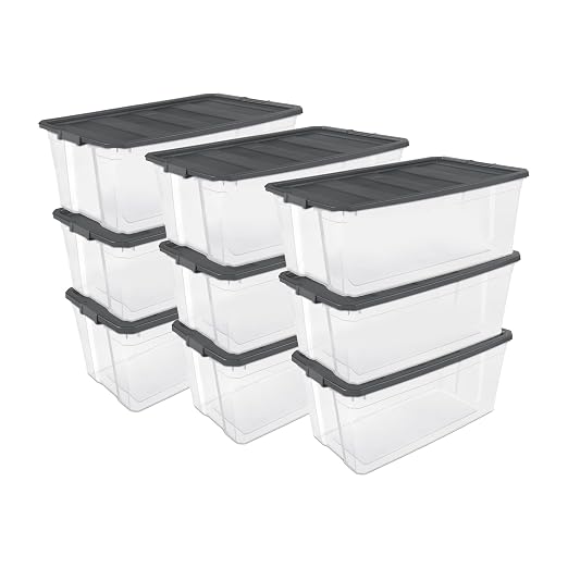 Sterilite 9-Pack Modular Stacker Box, Durable Clear Plastic Storage Bins by Sterilite