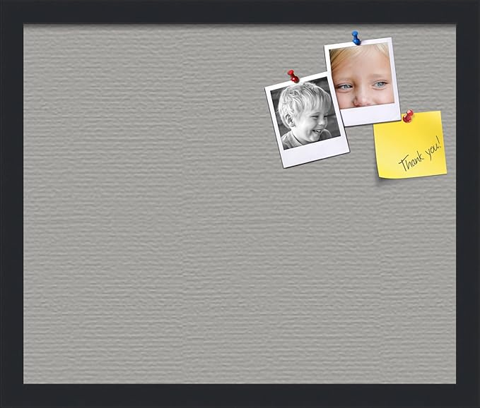 PinPix 18x15 Inch Cork Bulletin Board. This Decorative Framed Pin Board Comes with Dark Stone Design and a Satin Black Frame. Ideal for Home Office Decor or Message Board (PinPix-1808)-DeskLoop Office