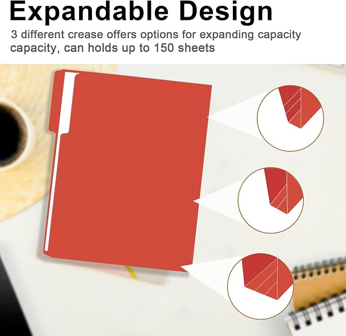 File Folder, RAZCC 150 Pack 1/3 Cut Tab File Folders Letter Size, Folders - Image 5