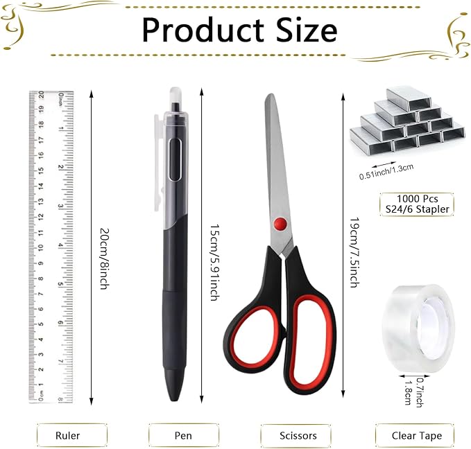 Office Supplies, Desk Accessories, Stapler and Tape Dispenser Set, 1000 Staples - Image 7
