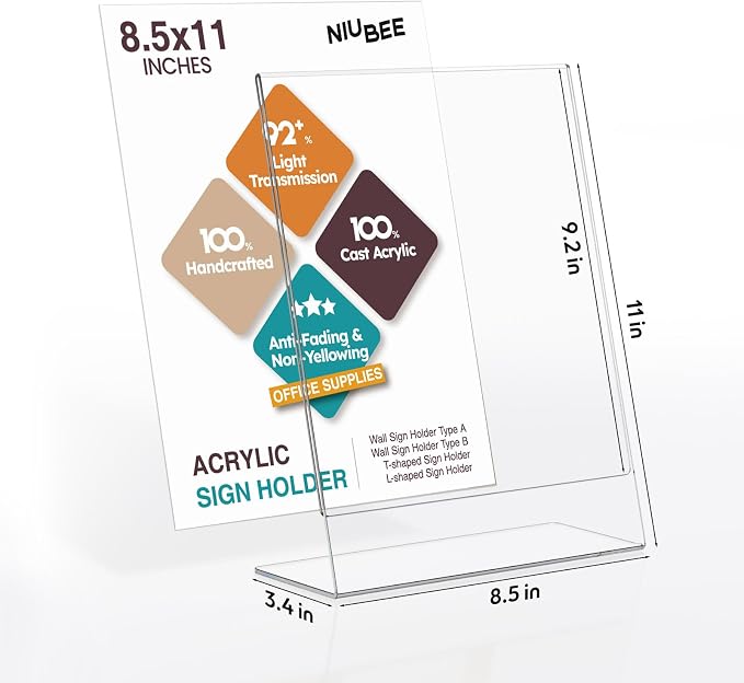 NIUBEE 6Pack 8.5x11 Acrylic Sign Holder - Image 3