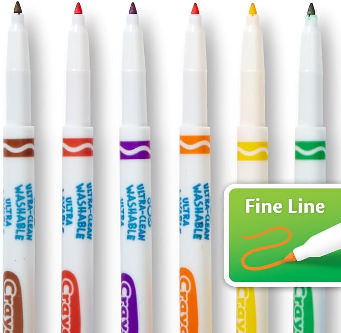 Crayola Ultra Clean Fine Line Washable Markers, School Supplies, Classroom - Image 4