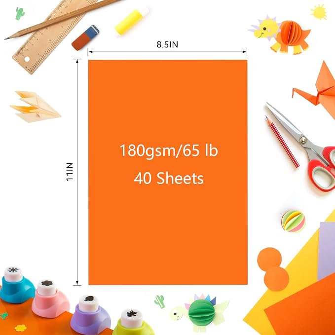 Black Cardstock Bulk 40 Sheets 8.5 x 11 Inches, 180GSM/65LB Colored Card Stock - Image 4