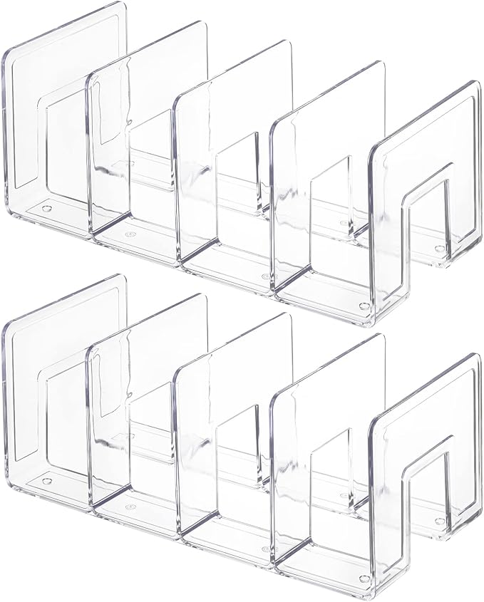 Lawei 4 Pack Acrylic File Sorter, 4-Section Clear Desktop File Folder Holder - Image 3