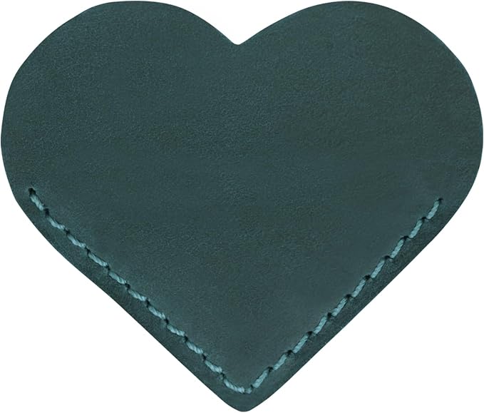 Jack&Chris Genuine Leather Heart Bookmark, Handmade Stitched Corner Page by JackChris