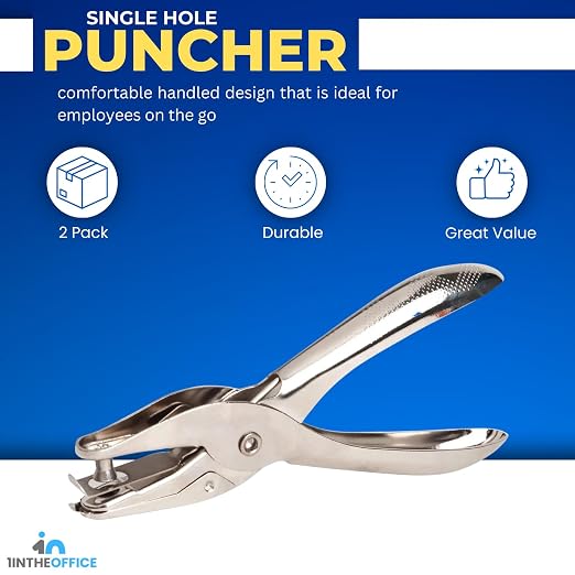 1InTheOffice Single Hole Puncher, 1/4" Punch Size Small Hole Punch, Paper - Image 2