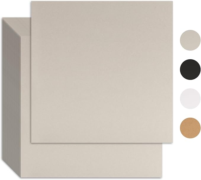 25 Pcs Book Board, Binder Board, Cover Board, Heavy Duty Chipboard for Book Binding, DIY Cardboard (Gray, 12 x 12 Inch 100PT)-DeskLoop Office