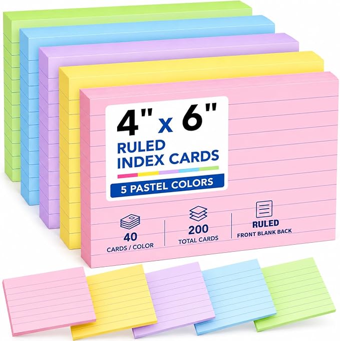Index Cards 4x6, Lined Flashcards Notecards, Note Cards by Glyanlee
