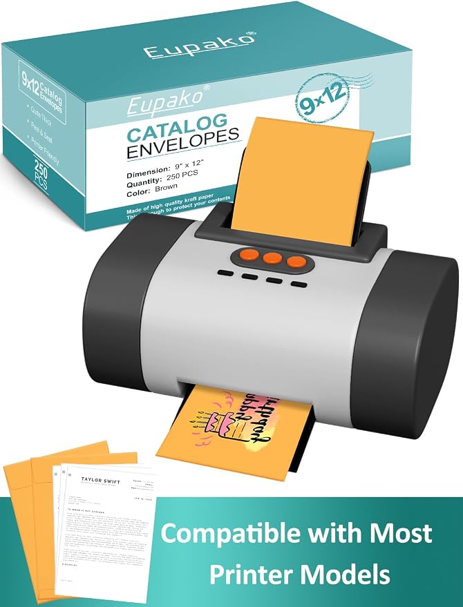 Eupako Catalog Mailing Envelopes 9x12 Brown Envelopes Self Seal 250 Pack - Image 3