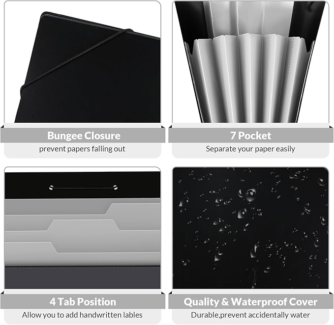 SKYDUE Accordion File Organizer, 5 Pocket Expanding File Folders - Image 5